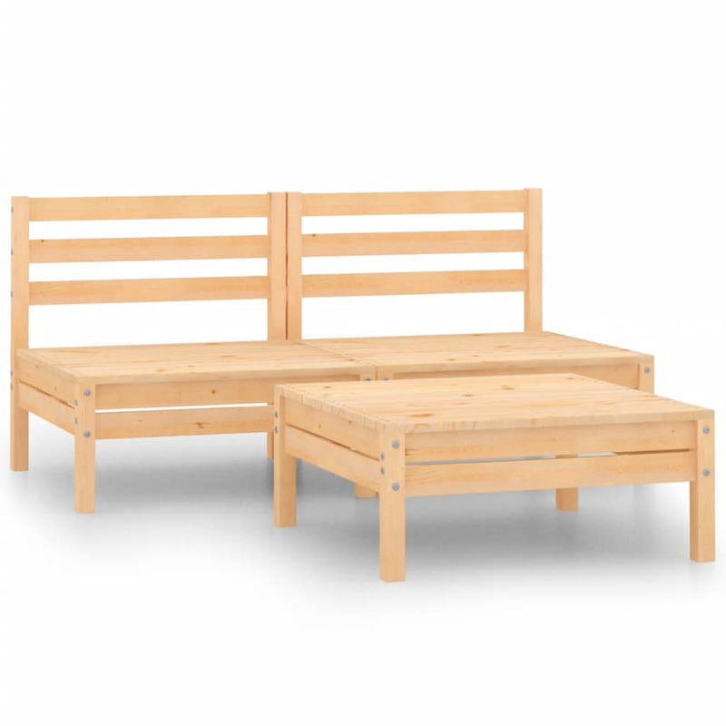 vidaXL 3 Piece Garden Lounge Set Solid Wood Pine