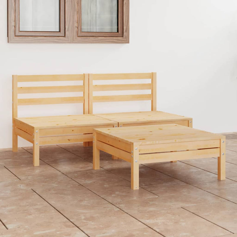 vidaXL 3 Piece Garden Lounge Set Solid Wood Pine