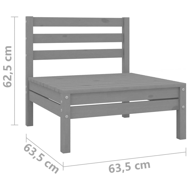 vidaXL 3 Piece Garden Lounge Set Grey Solid Wood Pine