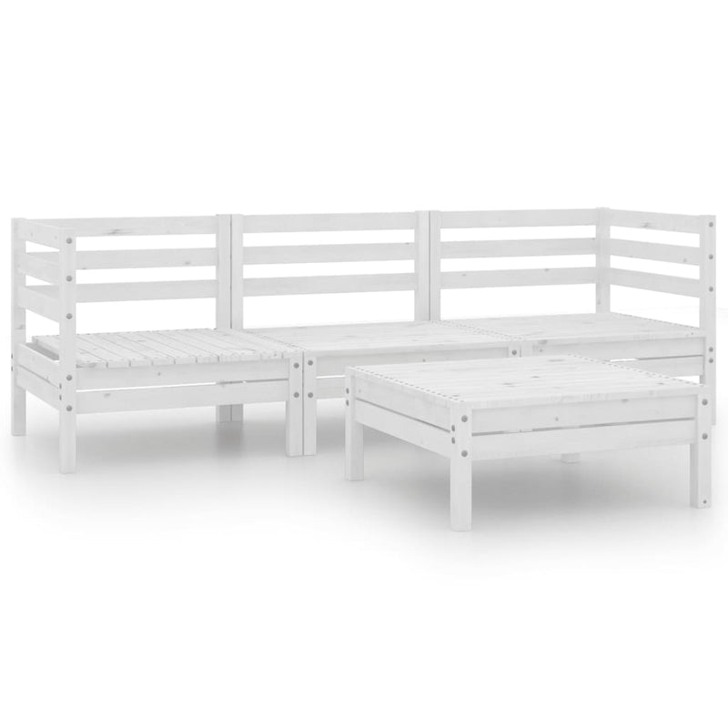 vidaXL 4 Piece Garden Lounge Set White Solid Wood Pine