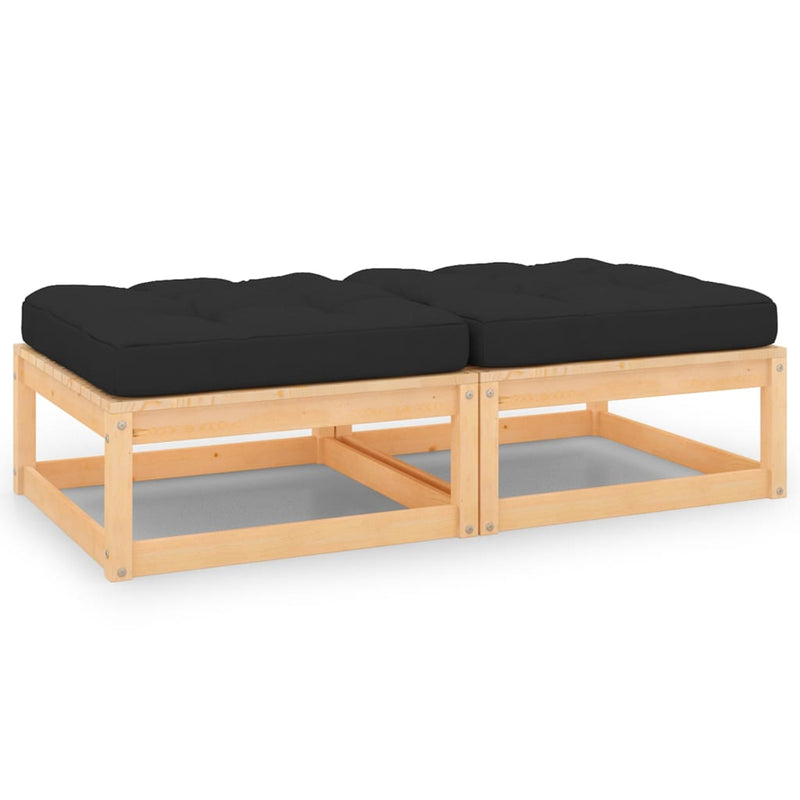 vidaXL Garden Footstools with Cushions 2 pcs Solid Wood Pine