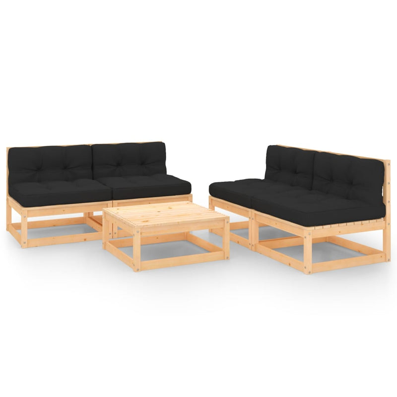 vidaXL 5 Piece Garden Lounge Set with Cushions Solid Pinewood