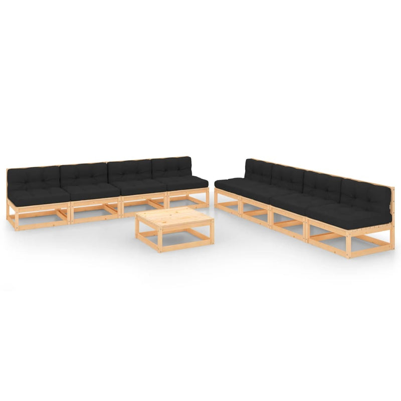 vidaXL 9 Piece Garden Lounge Set with Cushions Solid Pinewood