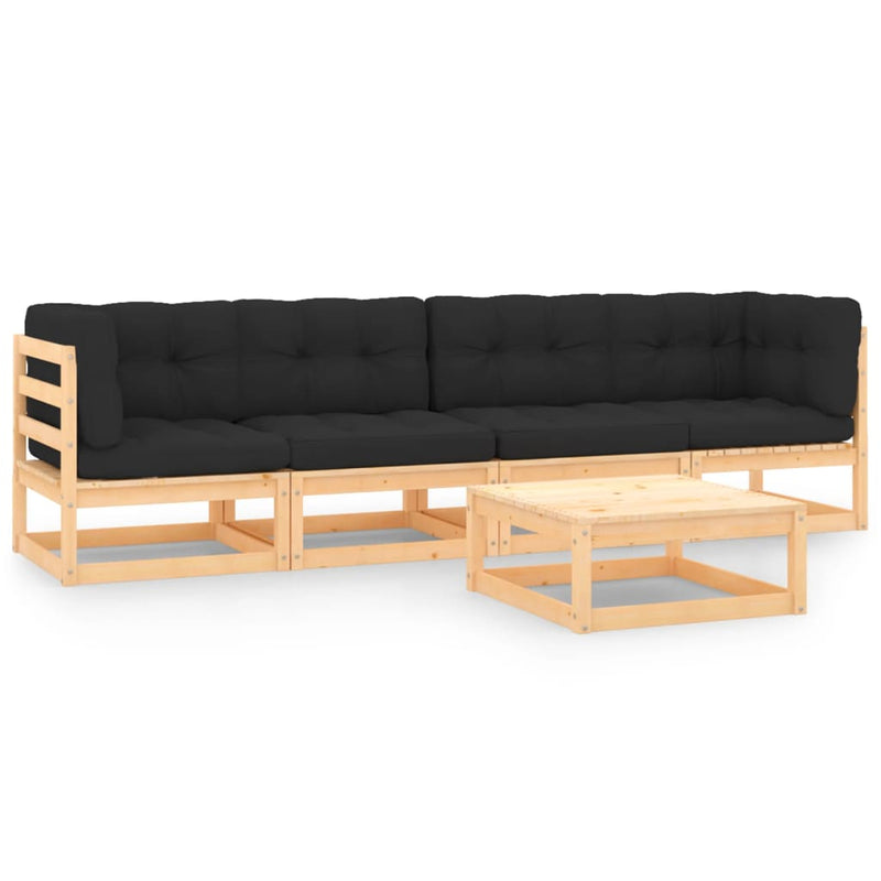 vidaXL 5 Piece Garden Lounge Set with Cushions Solid Pinewood