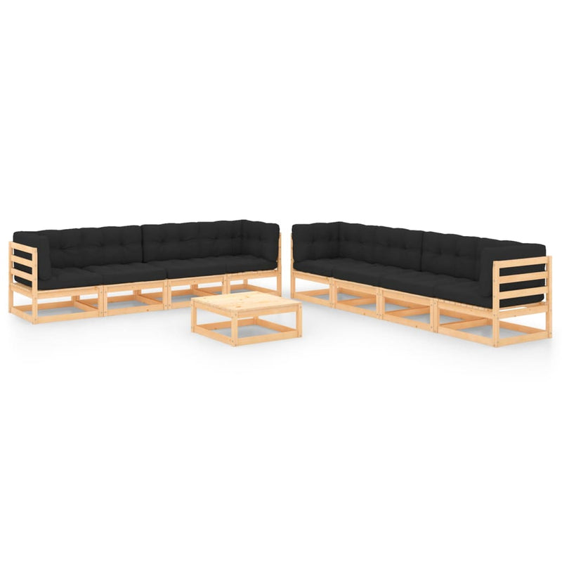 vidaXL 9 Piece Garden Lounge Set with Cushions Solid Pinewood