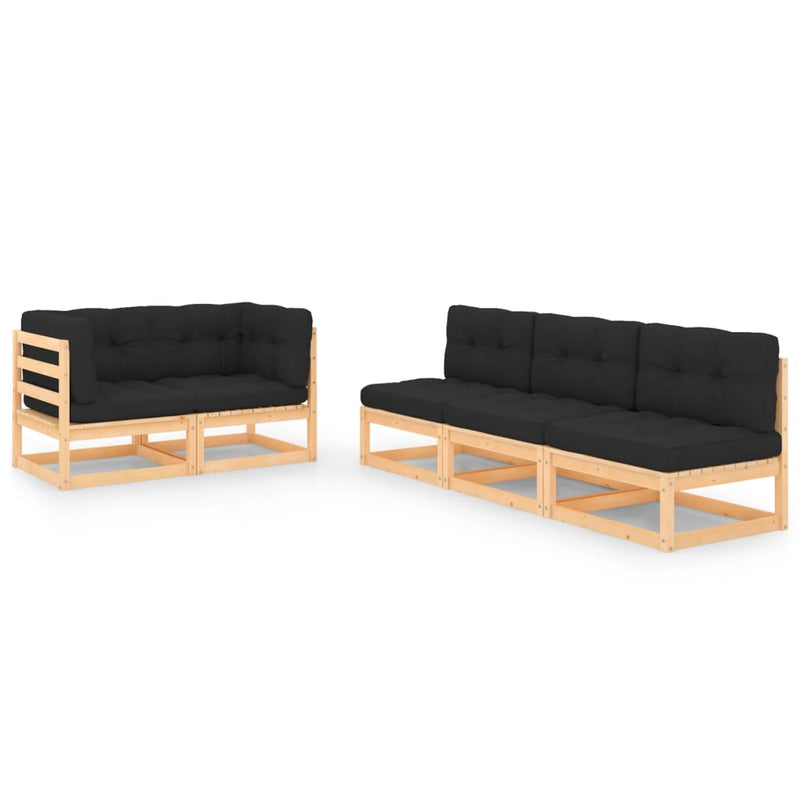vidaXL 5 Piece Garden Lounge Set with Cushions Solid Pinewood