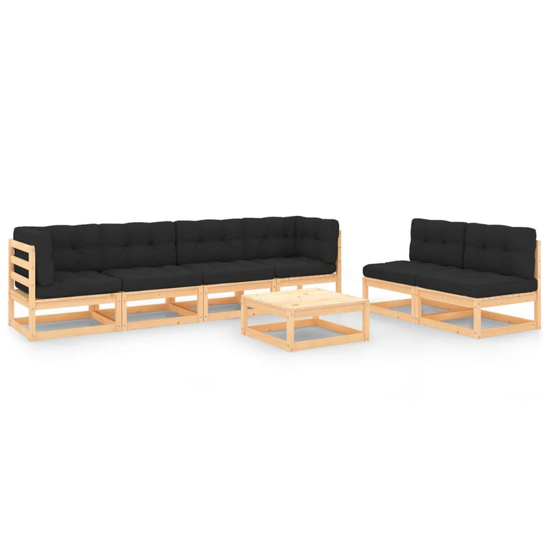 vidaXL 7 Piece Garden Lounge Set with Cushions Solid Pinewood
