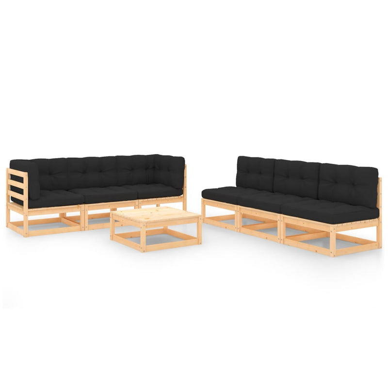 vidaXL 7 Piece Garden Lounge Set with Cushions Solid Pinewood