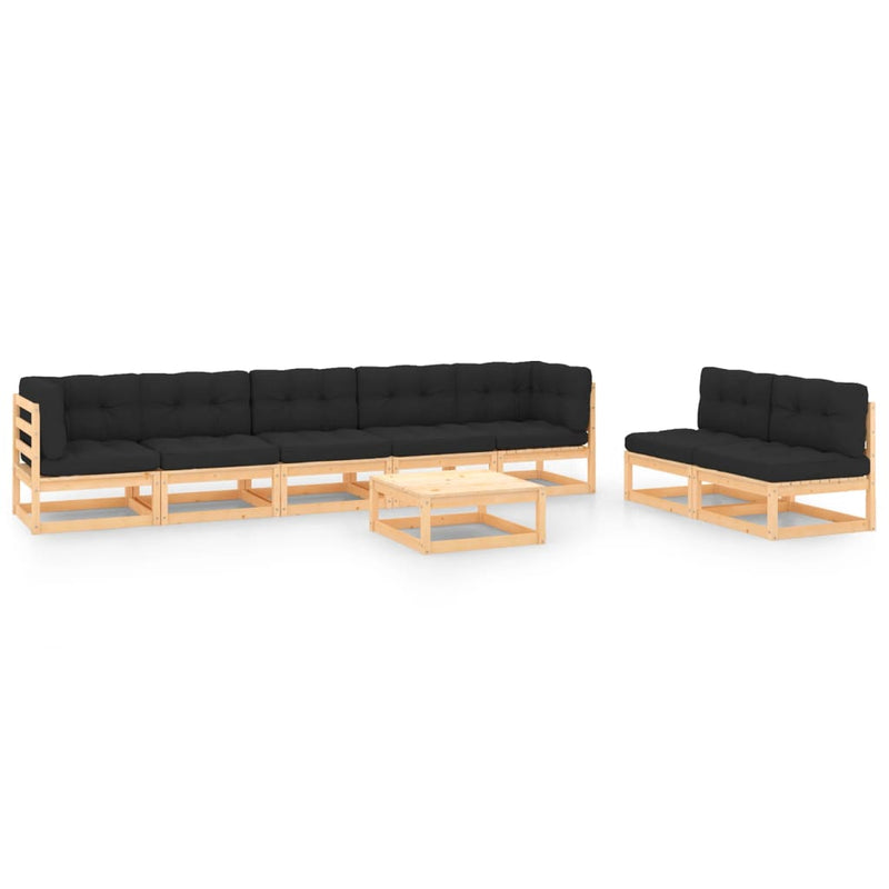 vidaXL 8 Piece Garden Lounge Set with Cushions Solid Pinewood