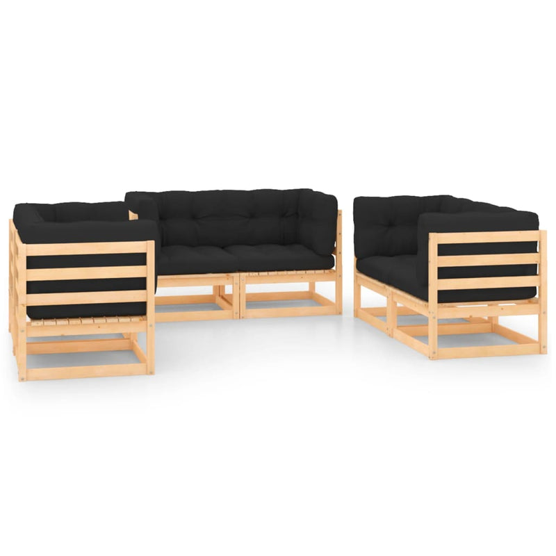 vidaXL 6 Piece Garden Lounge Set with Cushions Solid Pinewood