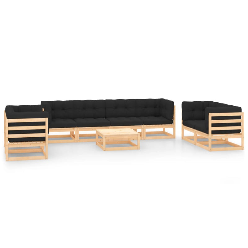 vidaXL 9 Piece Garden Lounge Set with Cushions Solid Pinewood