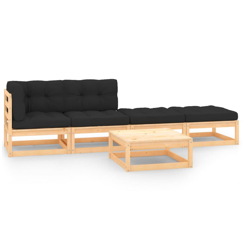 vidaXL 5 Piece Garden Lounge Set with Cushions Solid Pinewood