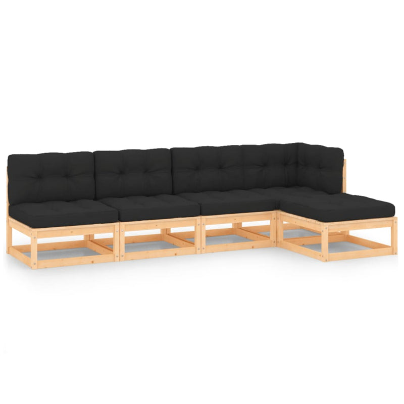 vidaXL 5 Piece Garden Lounge Set with Cushions Solid Pinewood