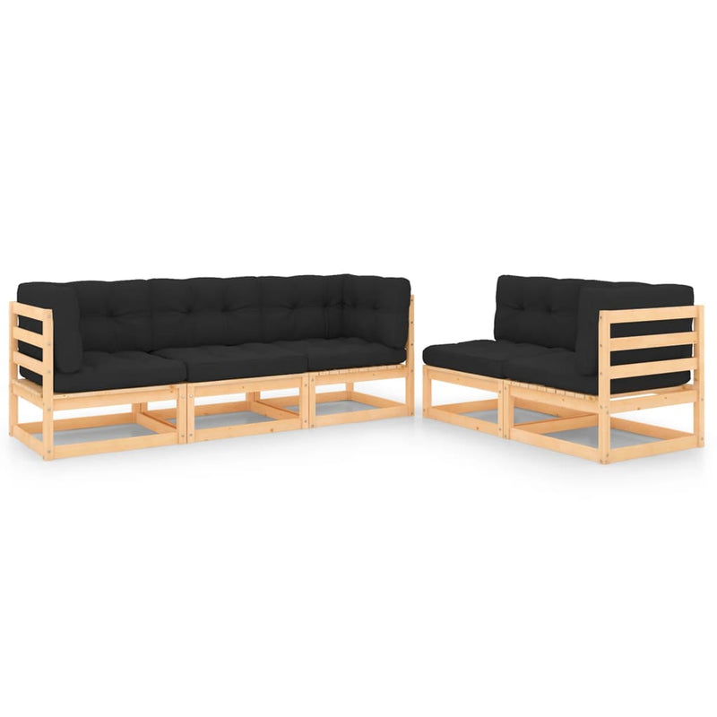 vidaXL 5 Piece Garden Lounge Set with Cushions Solid Pinewood