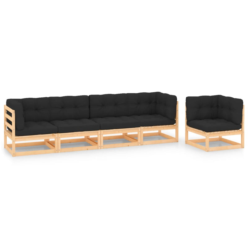 vidaXL 5 Piece Garden Lounge Set with Cushions Solid Pinewood