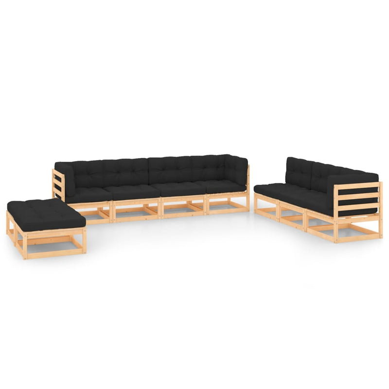 vidaXL 9 Piece Garden Lounge Set with Cushions Solid Pinewood