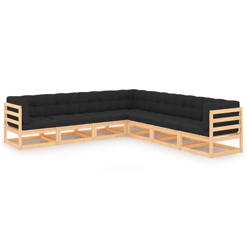 vidaXL 7 Piece Garden Lounge Set with Cushions Solid Pinewood