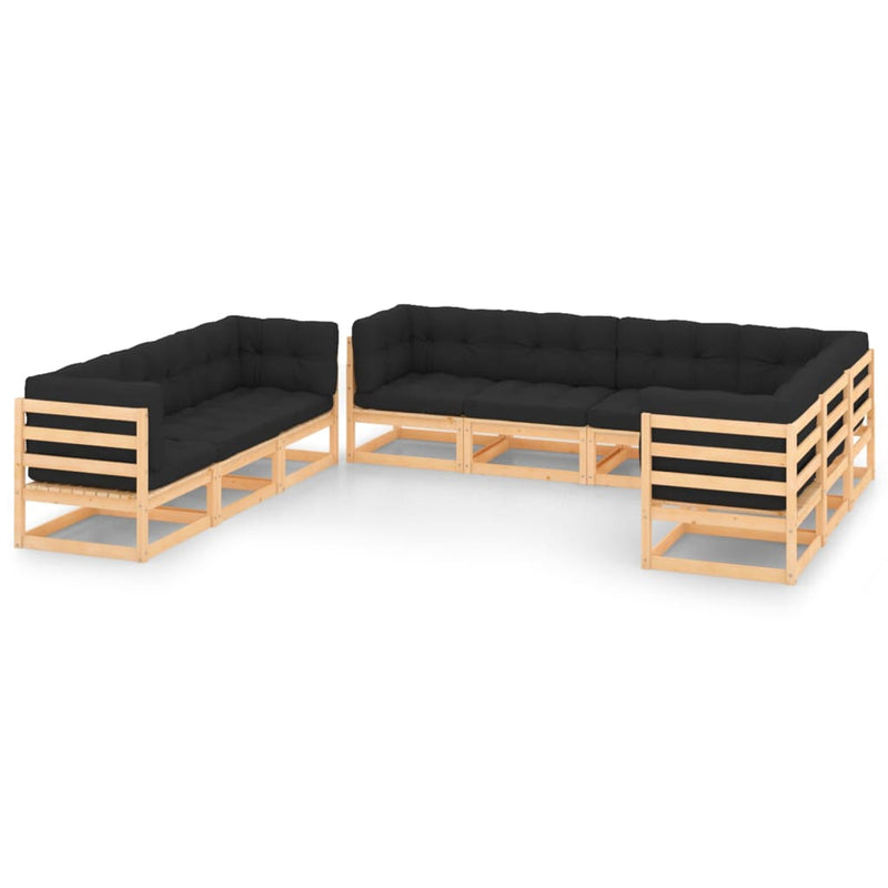vidaXL 9 Piece Garden Lounge Set with Cushions Solid Pinewood