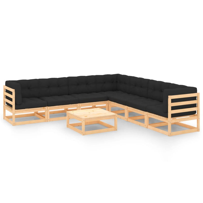 vidaXL 8 Piece Garden Lounge Set with Cushions Solid Pinewood