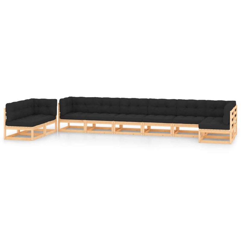 vidaXL 9 Piece Garden Lounge Set with Anthracite Cushions Pinewood