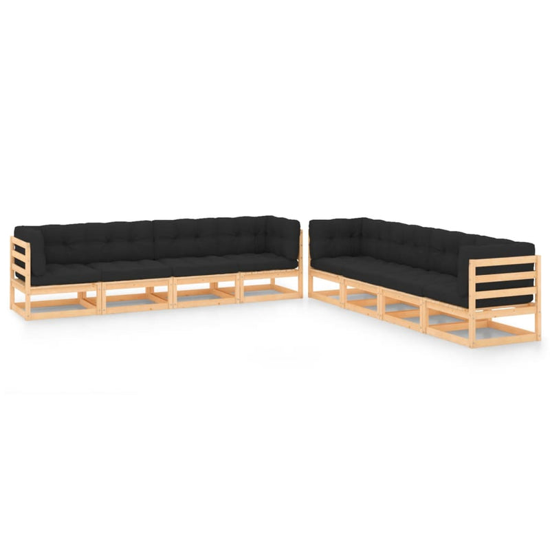 vidaXL 8 Piece Garden Lounge Set with Anthracite Cushions Pinewood