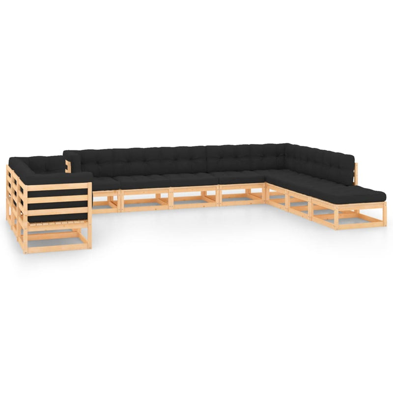 vidaXL 11 Piece Garden Lounge Set with Anthracite Cushions Pinewood