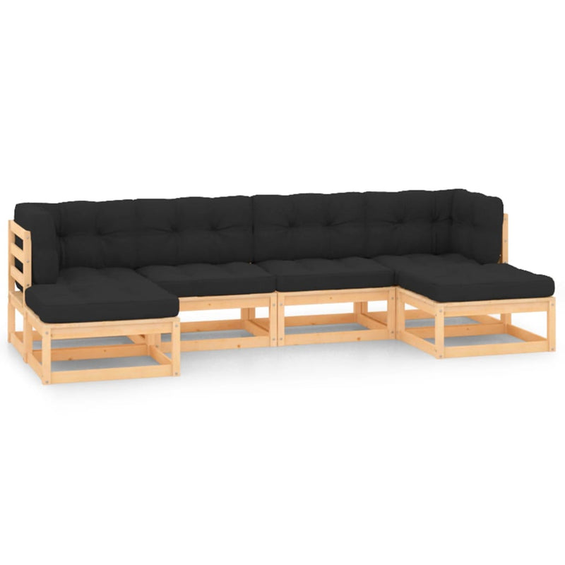 vidaXL 6 Piece Garden Lounge Set with Anthracite Cushions Pinewood