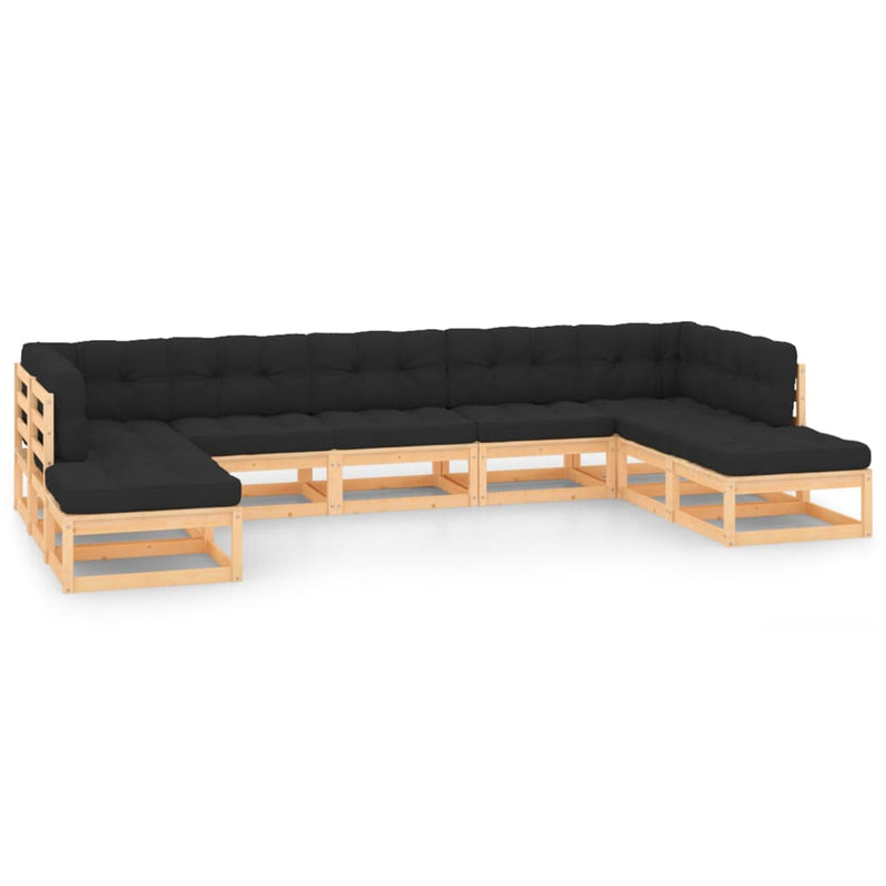 vidaXL 9 Piece Garden Lounge Set with Anthracite Cushions Pinewood