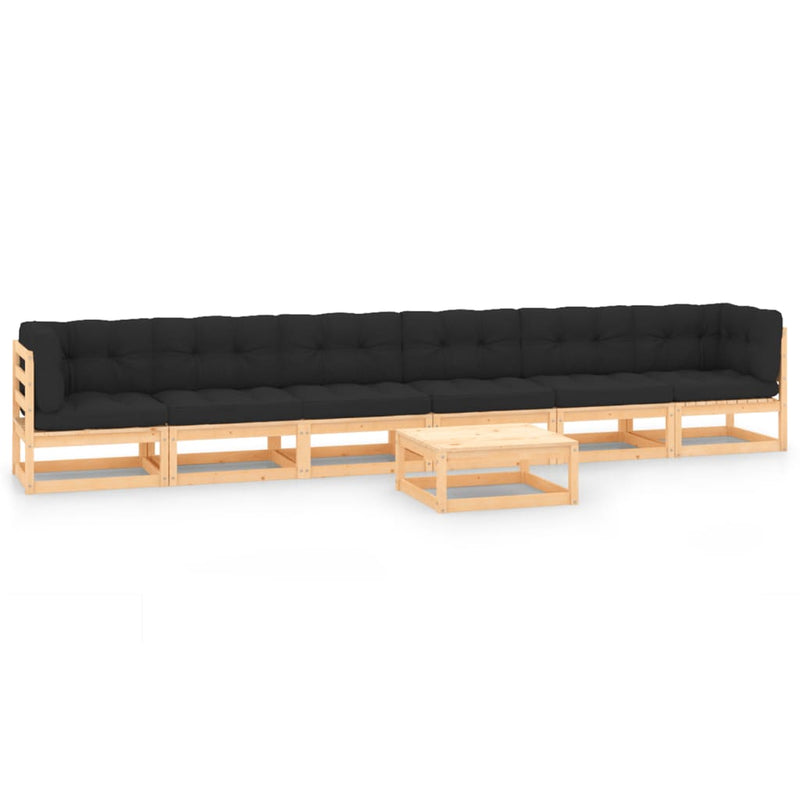 vidaXL 7 Piece Garden Lounge Set with Anthracite Cushions Pinewood