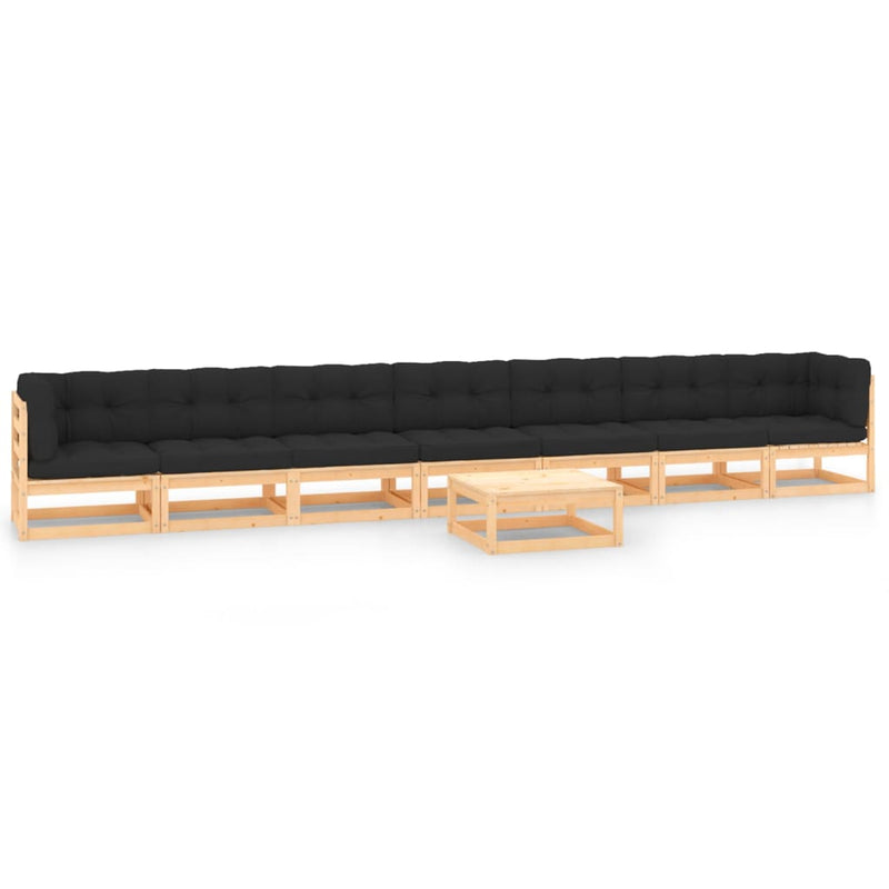 vidaXL 8 Piece Garden Lounge Set with Anthracite Cushions Pinewood
