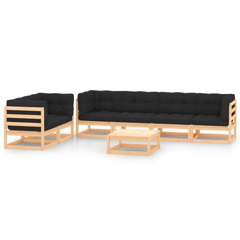 vidaXL 7 Piece Garden Lounge Set with Anthracite Cushions Pinewood
