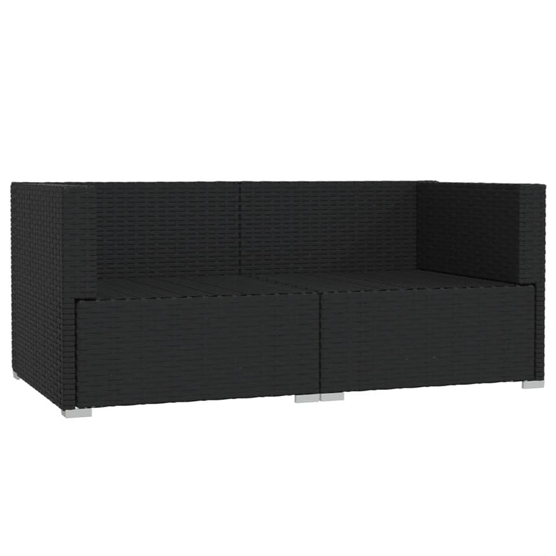 vidaXL 2-Seater Sofa with Cushions Black Poly Rattan