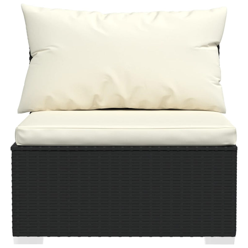 vidaXL 3-Seater Sofa with Cushions Black Poly Rattan