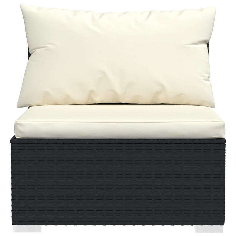 vidaXL 4 Piece Garden Lounge Set with Cushions Black Poly Rattan
