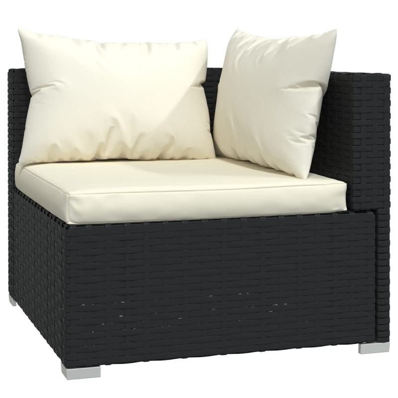 vidaXL 3 Piece Garden Lounge Set with Cushions Black Poly Rattan