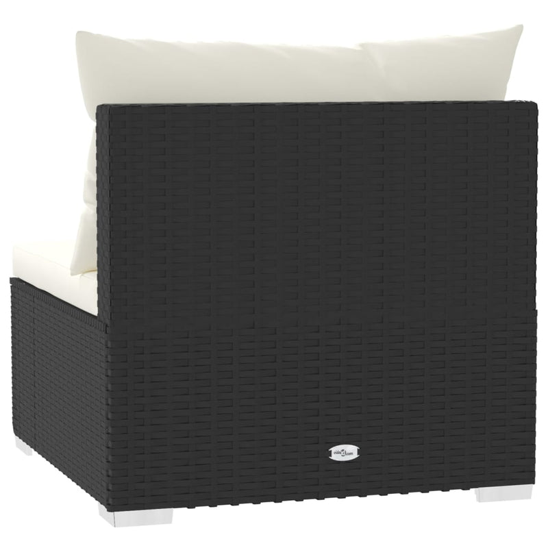 vidaXL 4-Seater Sofa with Cushions Black Poly Rattan