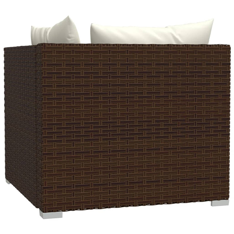 vidaXL 2-Seater Sofa with Cushions Brown Poly Rattan