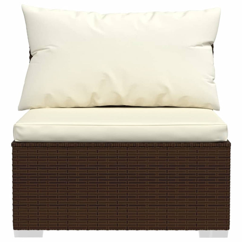vidaXL 3-Seater Sofa with Cushions Brown Poly Rattan