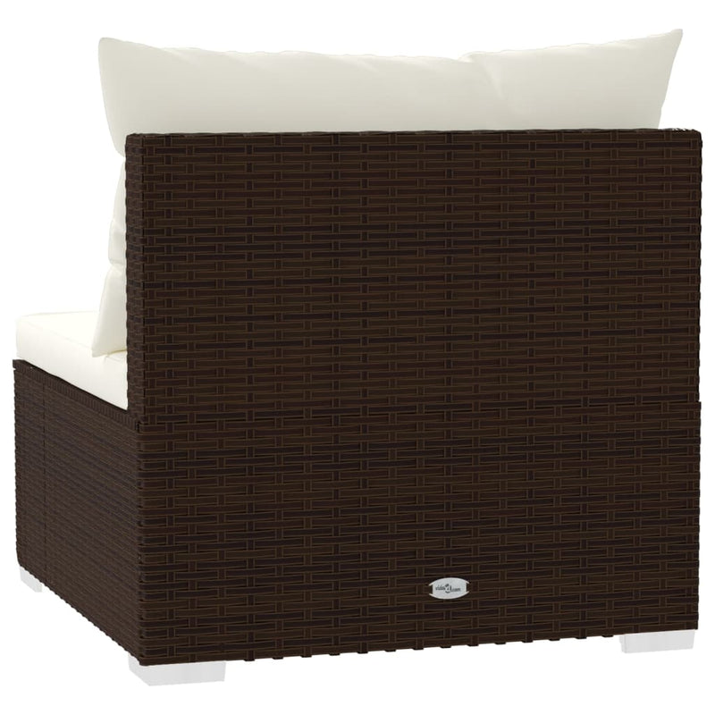 vidaXL 3-Seater Sofa with Cushions Brown Poly Rattan