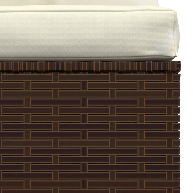 vidaXL 3-Seater Sofa with Cushions Brown Poly Rattan