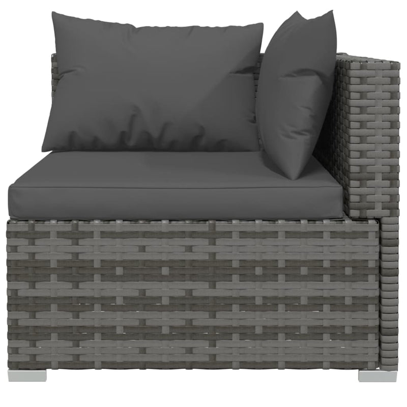 vidaXL 4 Piece Garden Lounge Set with Cushions Grey Poly Rattan