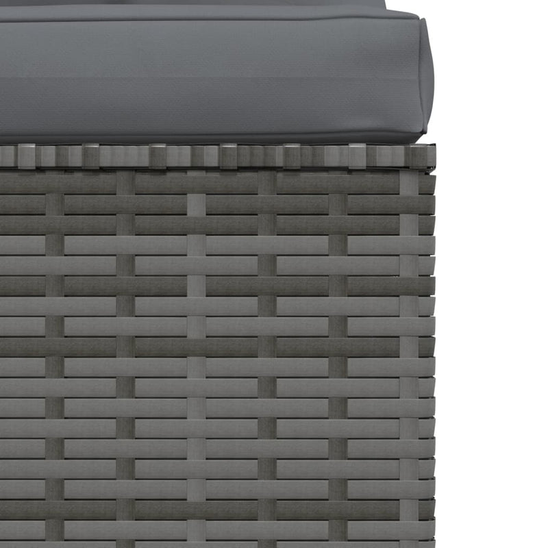 vidaXL Garden Middle Sofa with Cushions Grey Poly Rattan