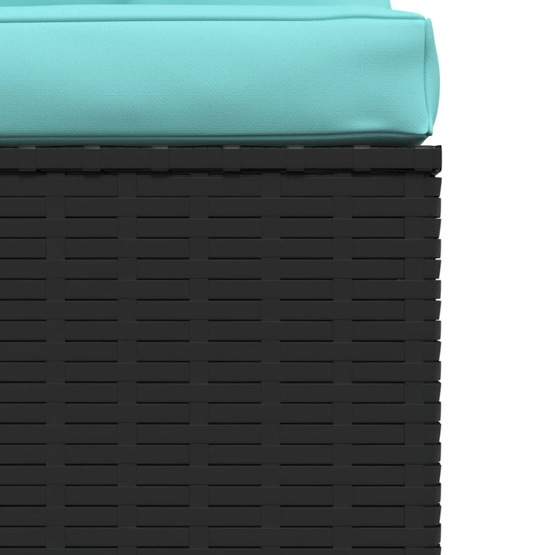 vidaXL Garden Middle Sofa with Cushions Black Poly Rattan