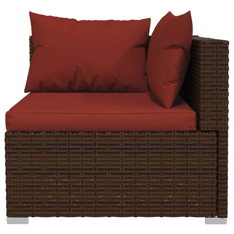 vidaXL 3-Seater Sofa with Cushions Brown Poly Rattan