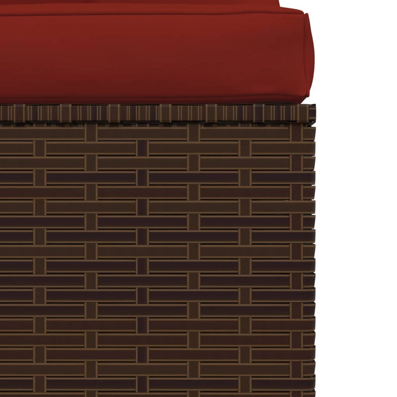 vidaXL Garden Middle Sofa with Cushions Brown Poly Rattan