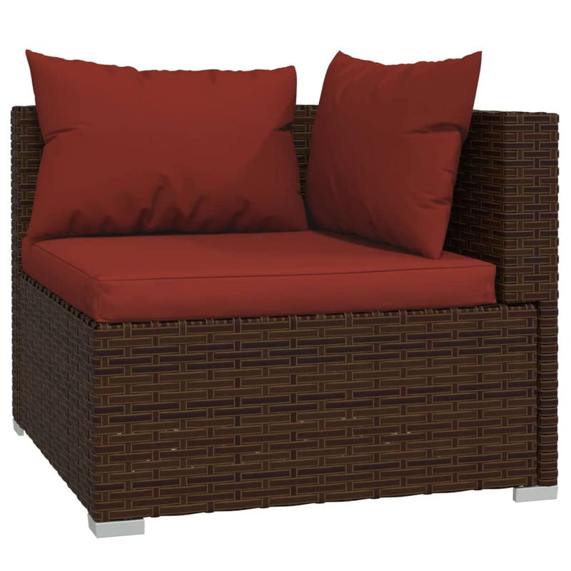 vidaXL 3 Piece Garden Lounge Set with Cushions Brown Poly Rattan