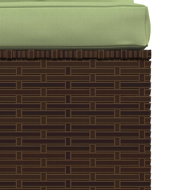 vidaXL Garden Middle Sofa with Cushions Brown Poly Rattan