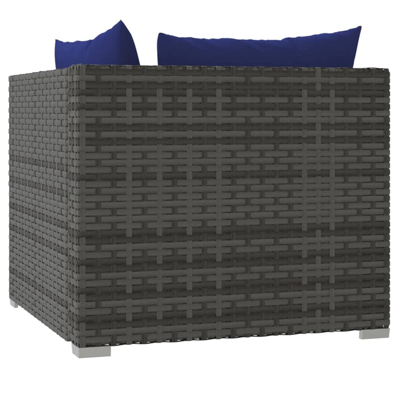 2-Seater Sofa with Cushions Grey Poly Rattan