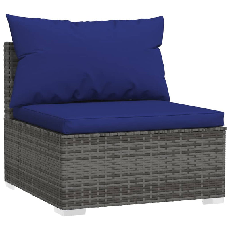vidaXL 3-Seater Sofa with Cushions Grey Poly Rattan