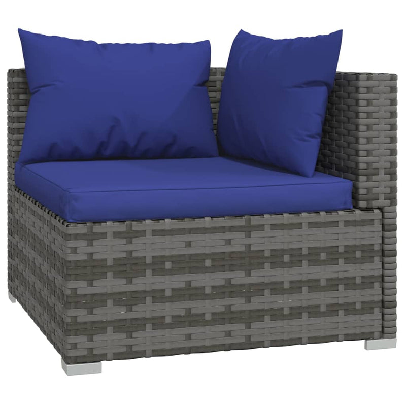 vidaXL 3-Seater Sofa with Cushions Grey Poly Rattan